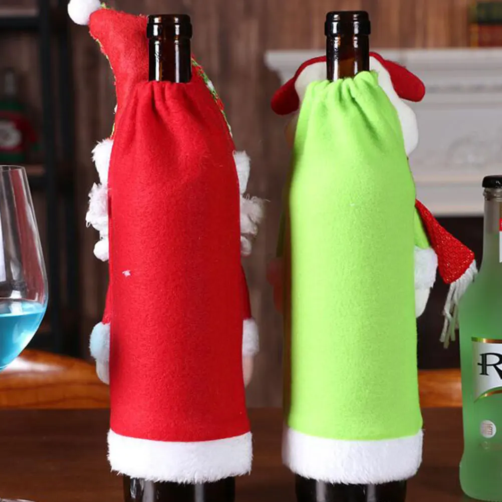 

2pcs Christmas Wine Bottle Cover Reusable Holiday Decorative Wine Covers Accessories Festive Home Decoration For
