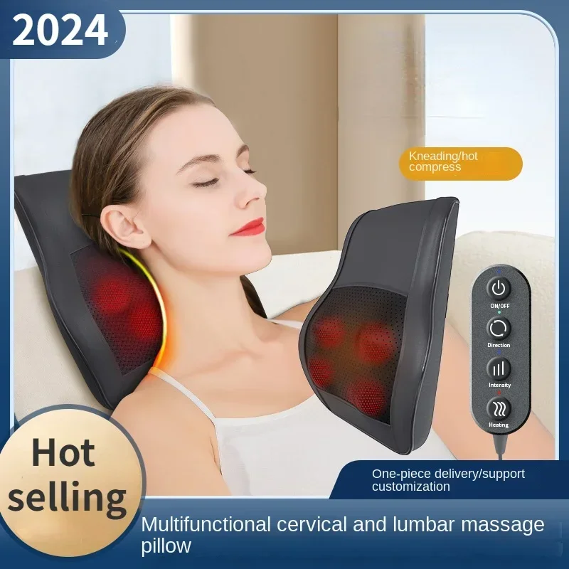 Travesseiro de massagem elétrico cintura costas pescoço e corpo inteiro multifuncional amassar travesseiro plug-in com controle remoto