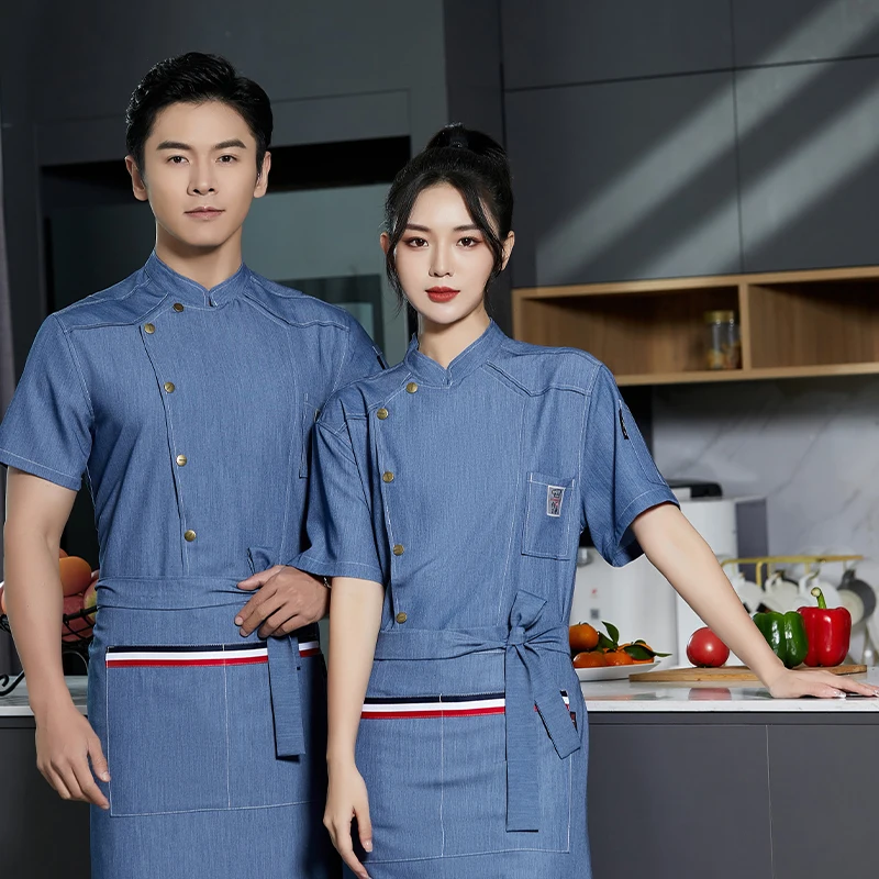 Kitchen Shirt Cooking Costume Men's Chef Jacket Restaurant Waiter Clothes Summer Cook Coat Hotel Chef Uniform  Bakery Workwear