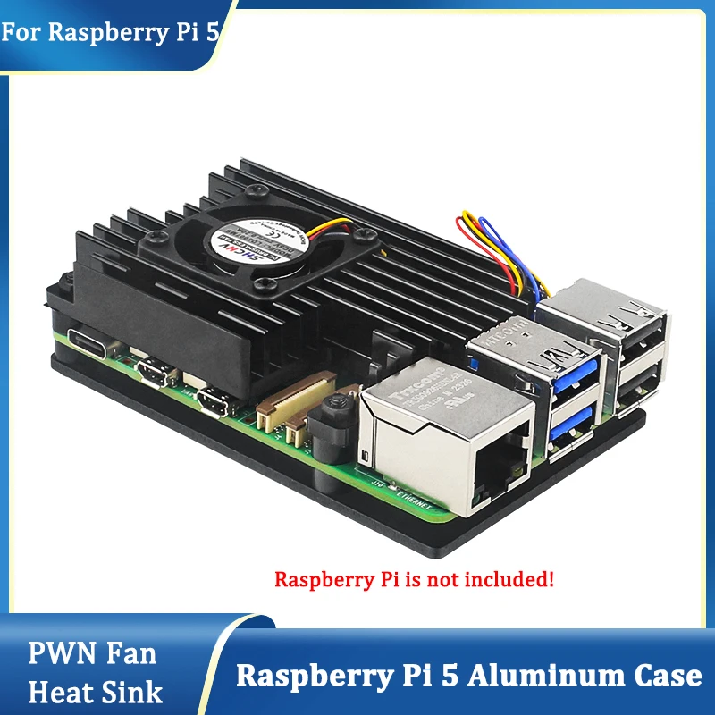 

Корпус для Raspberry Pi 5, алюминиевый чехол для телефона, с вентилятором охлаждения PWM, силиконовые радиаторы, Активный Пассивный охладитель для RPi 5