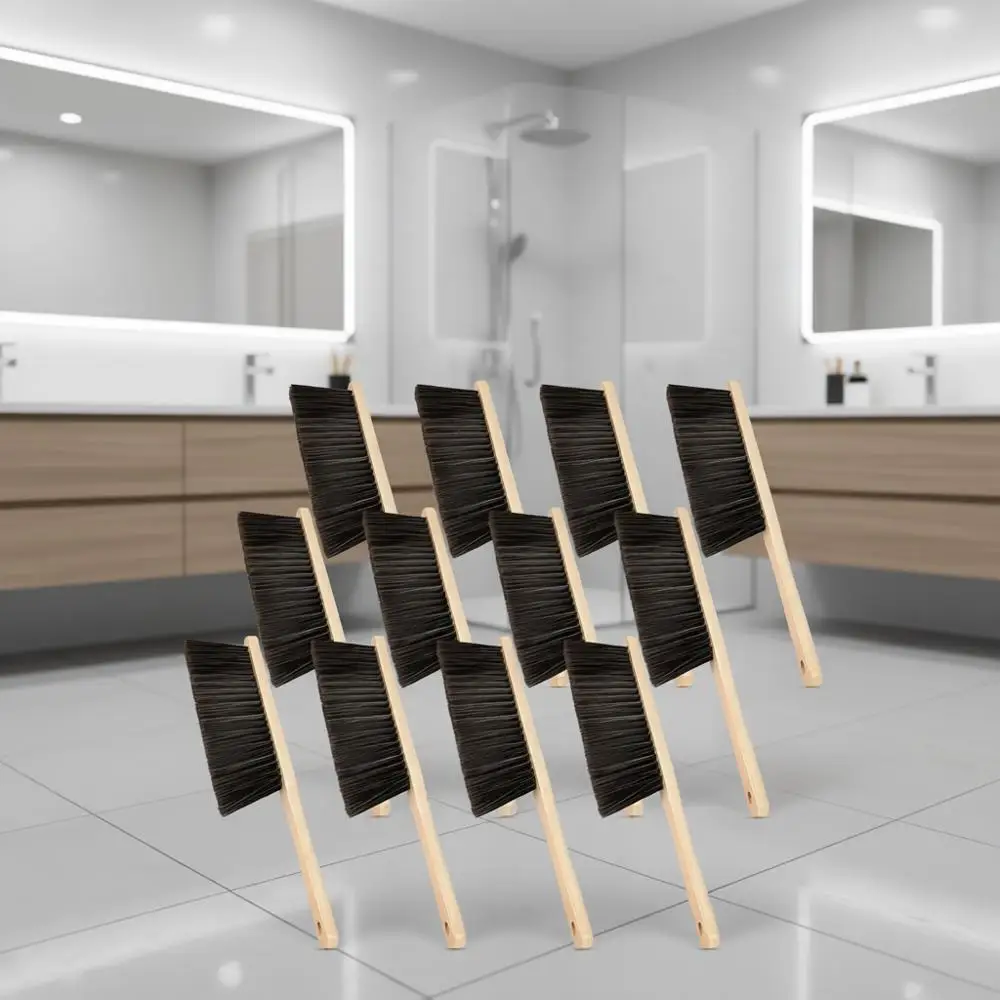 

16 Pieces Wooden Dust Brush Bulk Hand Broom Bench Sot Bristle Cleaning Outdoor Furniture Brushes with Long Wood Handle for Car B