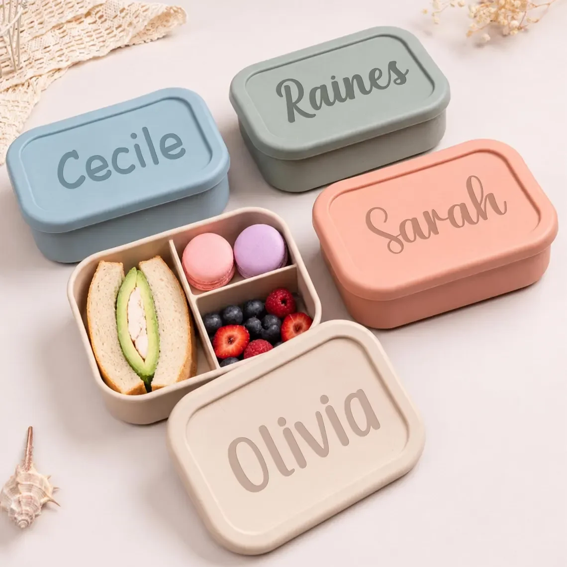 Personalized Kids Lunch Box with Name，Custom Silicone Bento Box， Lunch Box with Compartments，Back To School Gift view 5