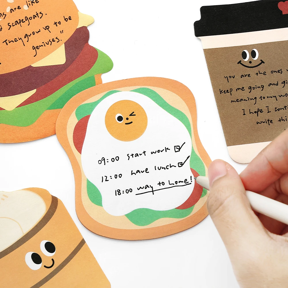Kawaii Cartoon Bread Toast Sticky Note Pads 30/120 Sheets Cute Self-Adhesive Memo Notepad for School Stationery Office Supplies