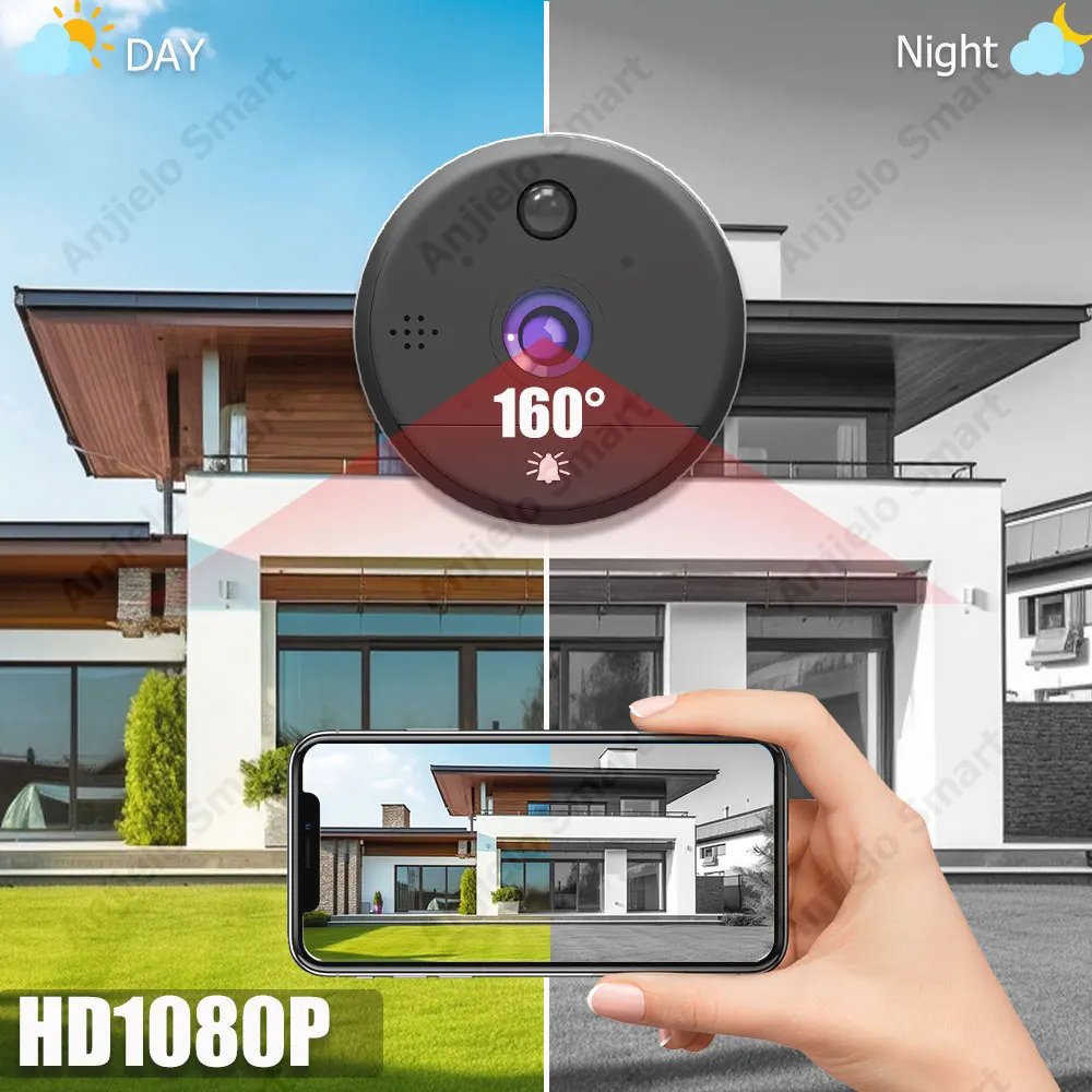 Smart Tuya 1080P WiFi Doorbell Video Peephole Door Camera Wifi 6000mAh 4.3-inch PIR FHD Infrared Digital Viewer