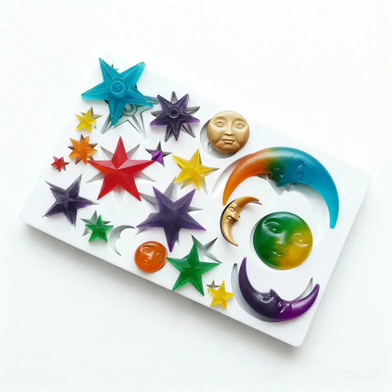 Sun Face Moon Stars Polymer Clay Molds Silicone Fondant Mould For Expoxy Resin Crafts Cake Decorating Tools Gumpaste Sugarcraft