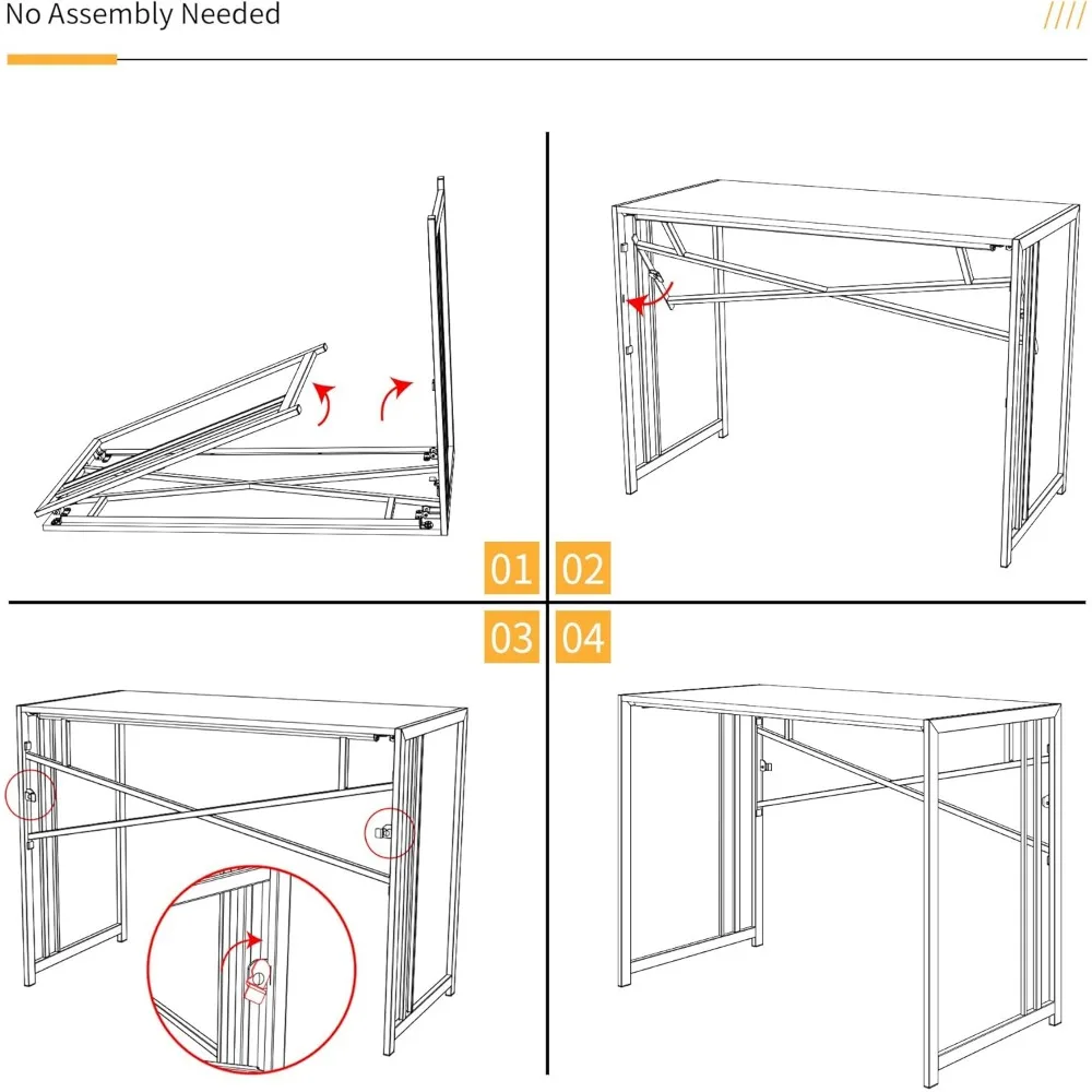 Escritorio plegable para juegos y escritura de 32 pulgadas para oficina en casa y camping, acabado espresso, sin necesidad de ensamblaje