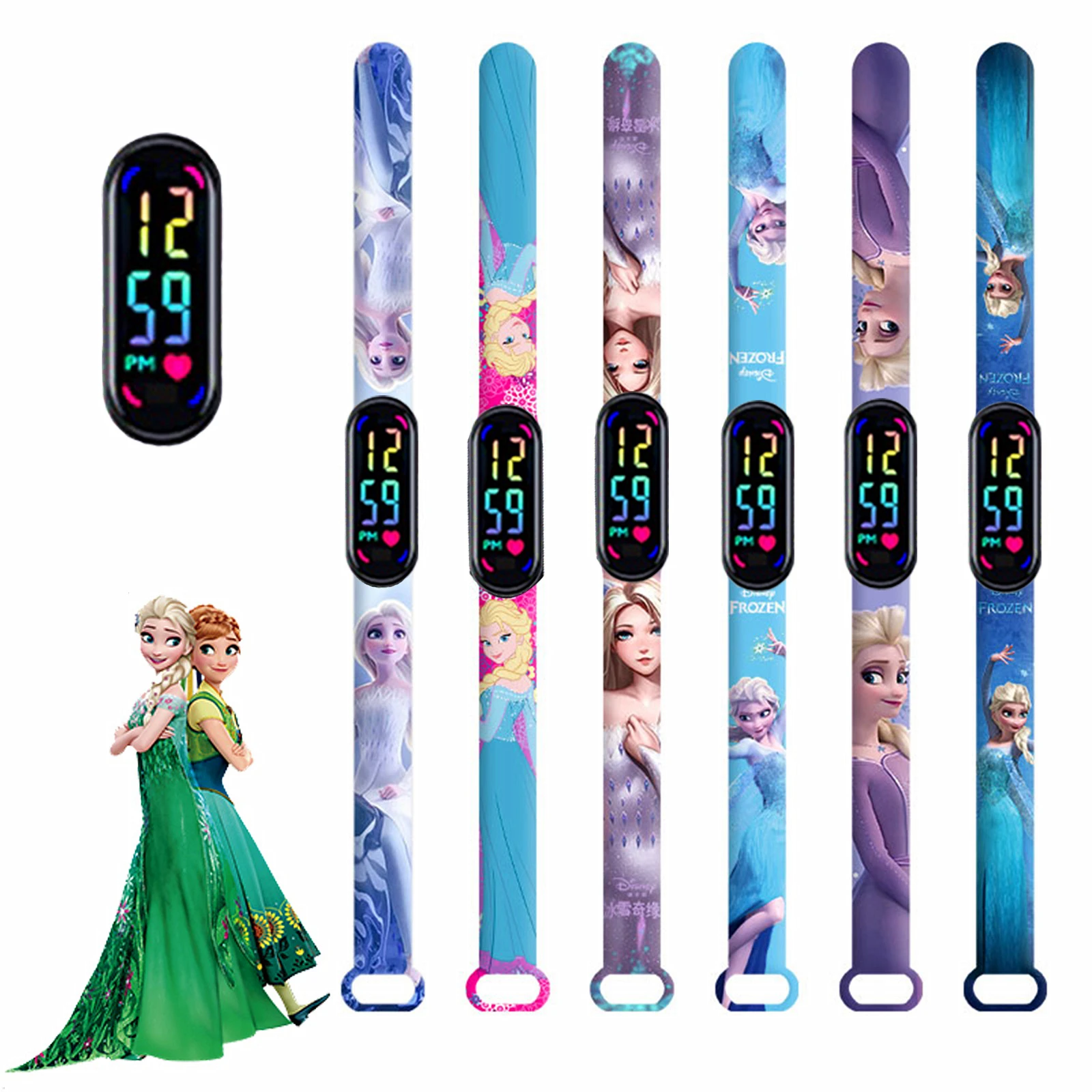 

Disney Frozen Elsa Anna Princess Kids' Digital Watches Cartoon LED Touch Waterproof Electronic Kids Watch Birthday Gift Toys