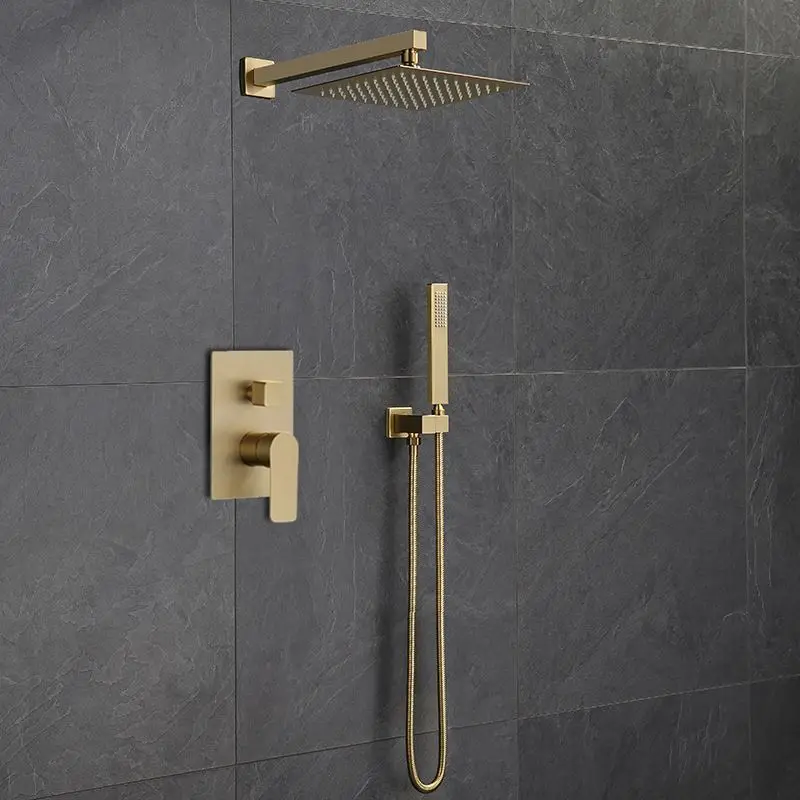 Bathroom Brushed Gold Shower Head Luxury Rain Shower Set with Water Body