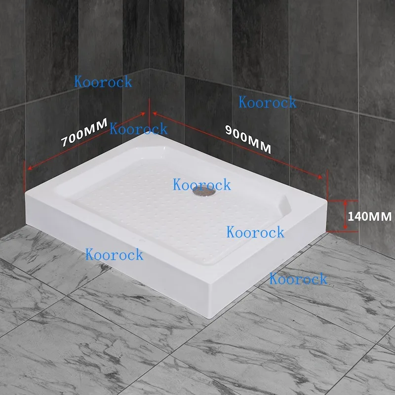 Extra-Thick Oversized Waterproof Acrylic Anti-Aging Shower Base, Anti-Slip Arc/Rectangular Tray for Wet-Dry Bathroom Floor Drain