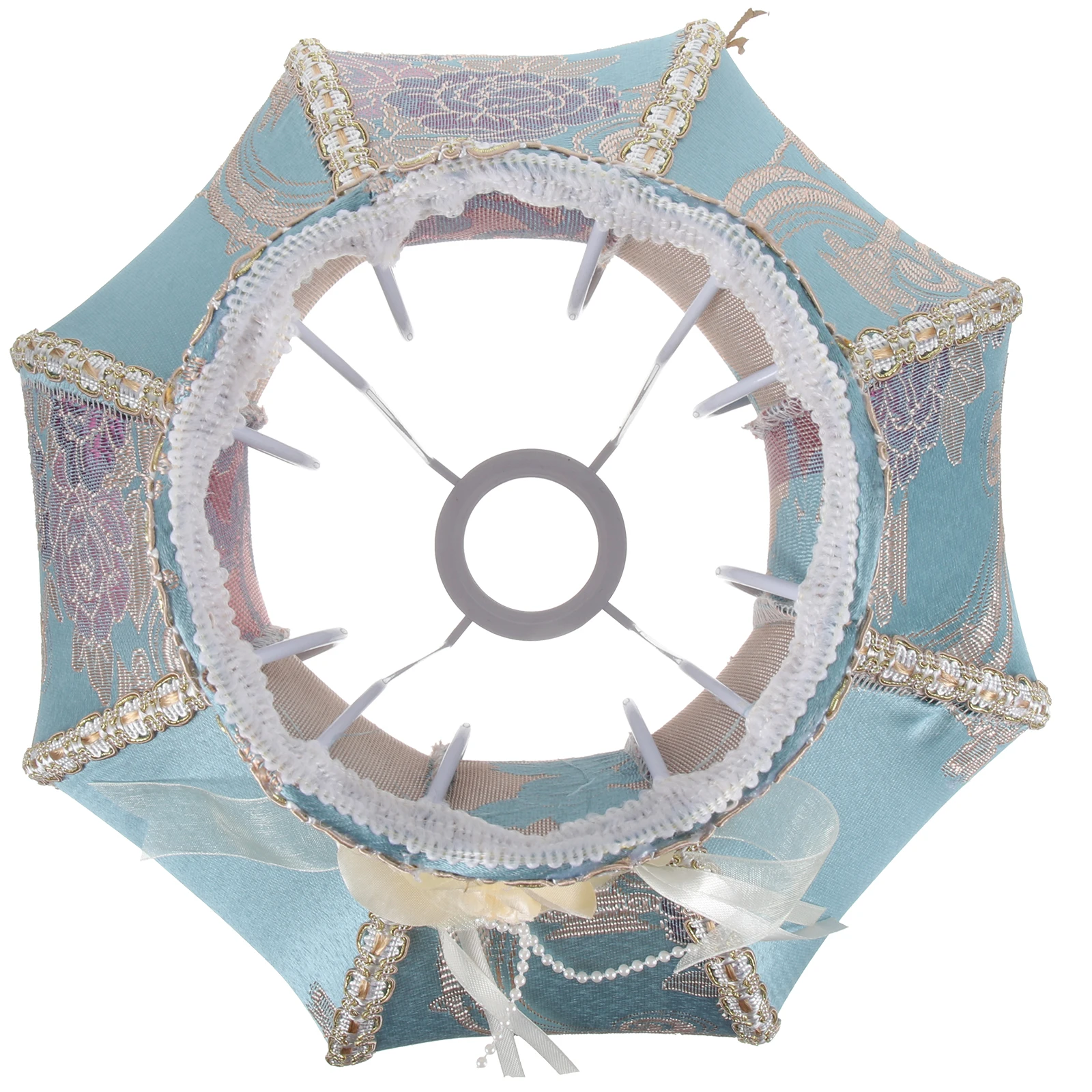 

European Style Vintage Lampshade Beaded Floral Fabric Table Lamp Cover Replacement Protective Shades for Desk Bedside