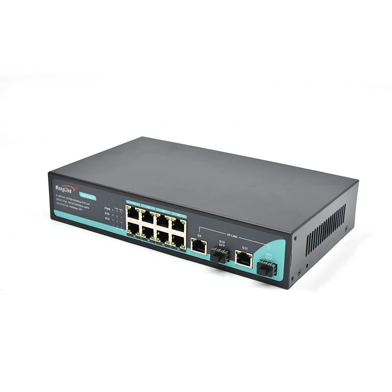Wanglink-Gigabit POE Switch, SFP Switch de rede, ethernet, 8 portas, 2 Uplink Port, 48V, 1000Mbps, 1 pc