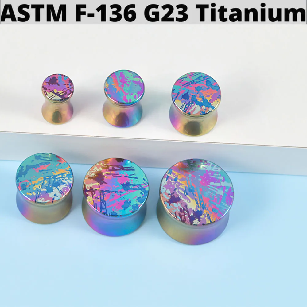 1PC G23 Solid Titanium Ear Plugs Colorful Double Flare Ear Gauge Stretching Ear Tunnel Plugs Expander Piercing Body Jewelry