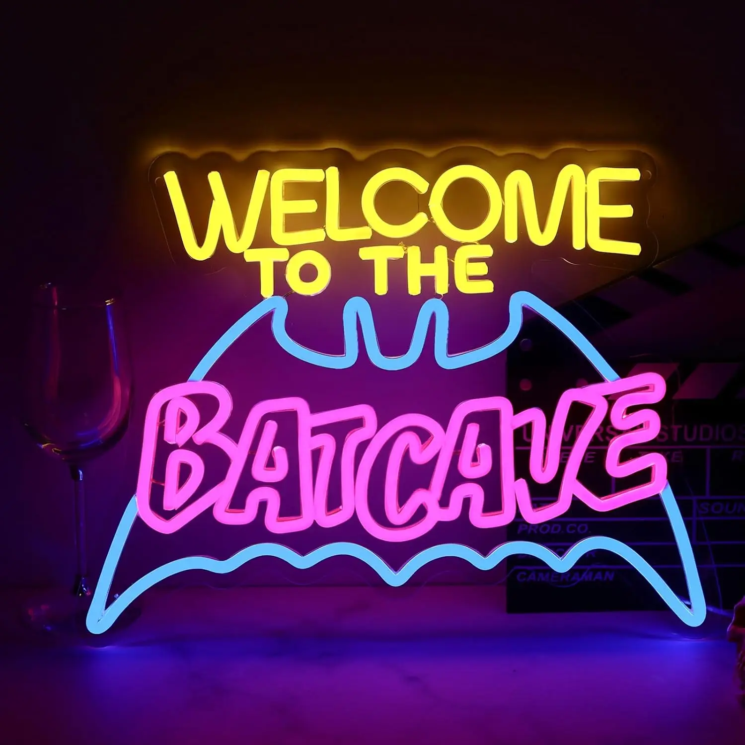 

WELCOME TO THE BATCAVE Светодиодная неоновая вывеска с регулируемой яркостью USB Неоновый свет для игровой комнаты Спальня Бар Гостиная Человек Пещера Вечеринка Настенный декор