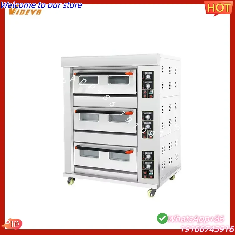 2026Hot Vigevr 3 Deck 9 Trays Bread Making Machine Baking Oven Pizza Deck Oven Commercial Baking Equipment