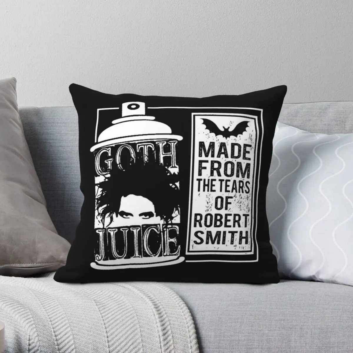 Robert Smith Goth Juice Square Pillowcase Polyester Linen Velvet Creative Zip Decorative Pillow Case Car Cushion Case