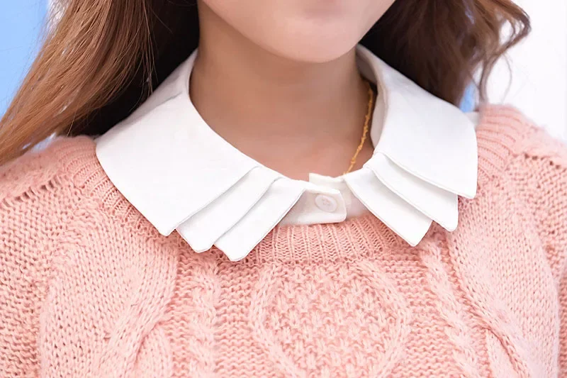 2023 Women Detachable Lapel Fake Collar Ruffles Lace Shirt False Collar Blouse Removable False Half Shirt Blouse Decoration