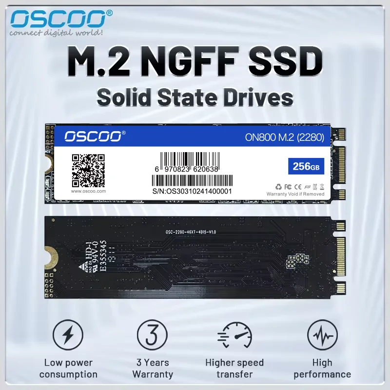 OSCOO-Unidade de estado sólido interna para laptop, disco rígido, SSD M2, 512GB, SATA 2280, 128GB, 256GB, NGFF