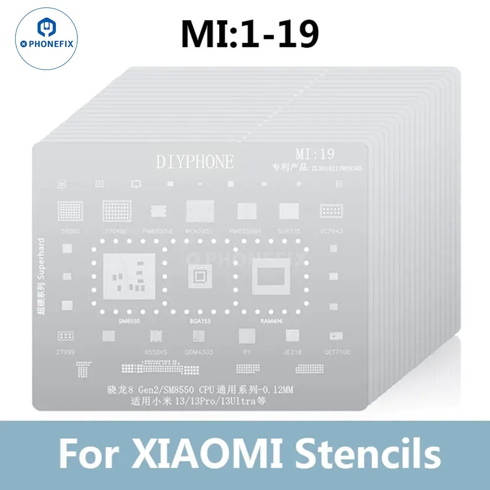 DIYPHONE BGA Reballing Stencil Kit สําหรับ iPhone/ Huawei/Samsung/ XIAOMI CPU ชิป IC เมนบอร์ดดีบุกปลูกบัดกรีเหล็กสุทธิ