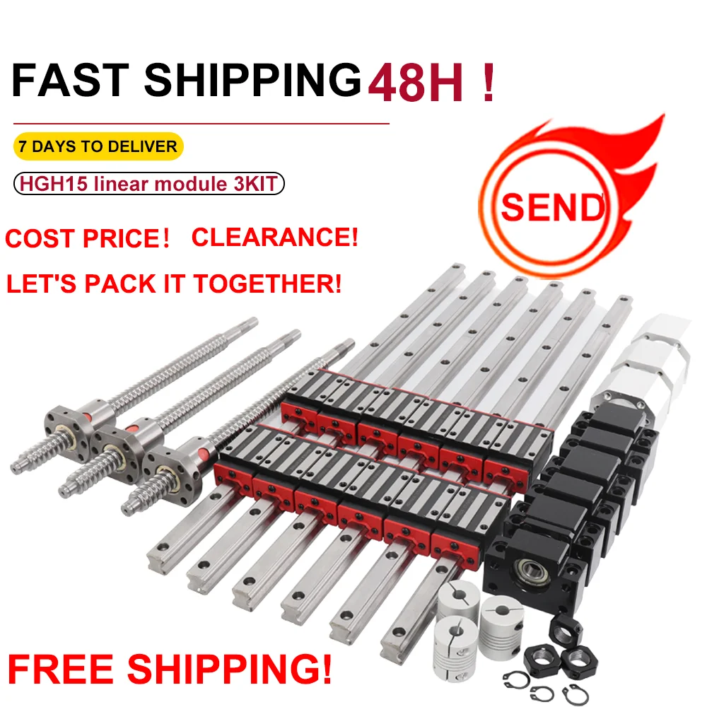 3pcs Clearance Sale: Free Delivery on HGH15 Linear Guides, Brand New Linear Guides Suitable for CNC Components.