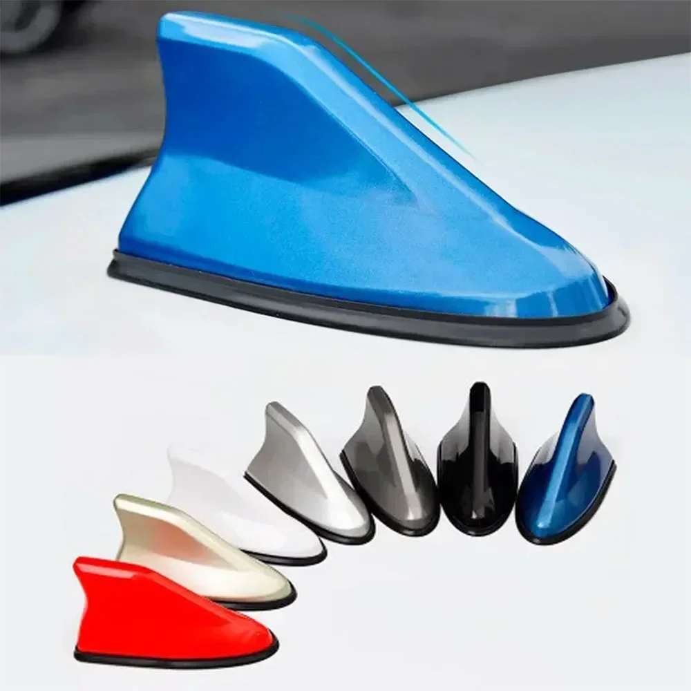 Universal Car Radio Antenna Shark Fin Roof Decorative Waterproof Antenna with Adhesive Strap Base with FM/AM Radio Function