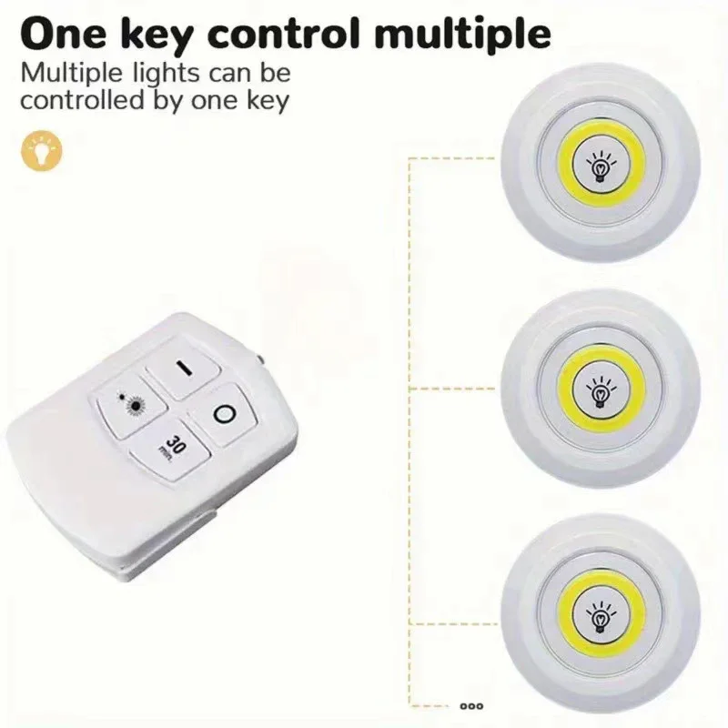 Imagem -04 - Dimmable Led sob a Luz do Armário com Controle Remoto Operado a Pilhas Armário Iluminação do Banheiro Noite