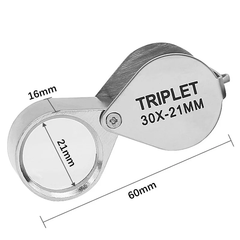 10-30X Gold/Silber Verpackt Tragbare Faltschutzbrille Dreiteiliges Set Schmuck/Etiketten/Lesebrille Vergrößerungsglas – Detail 7