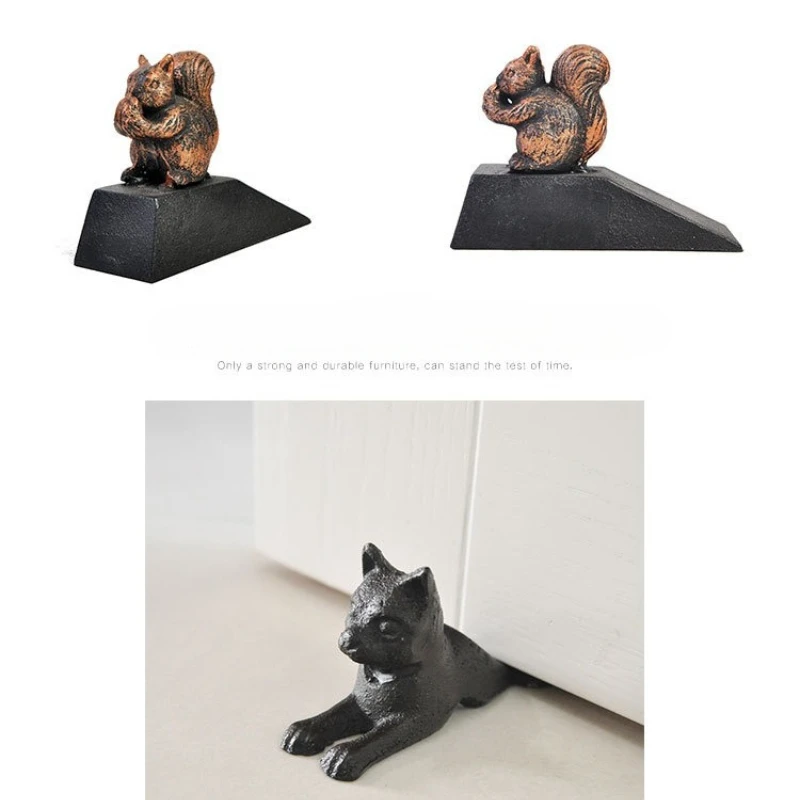 Cast Iron Door Wedge Animal Ornaments Without Punching Windproof and Collision Prevention Door Stopper