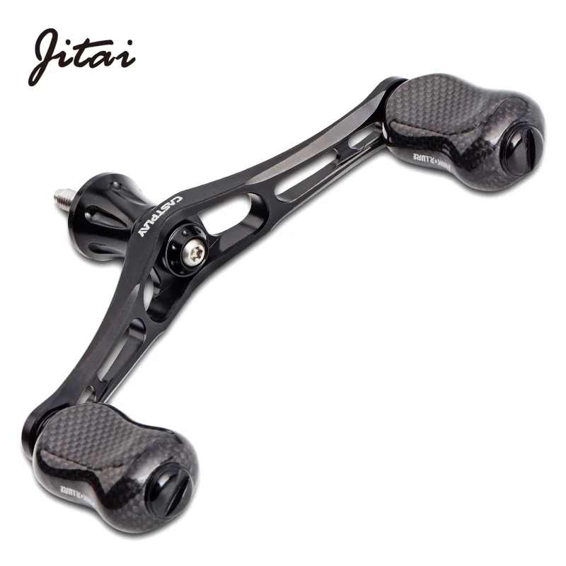 Jitai Spinning Double Reel Handle Carbon fiber Knobs For Shimano Daiwa 4BBs High Precision Machining Power Handle 80/95mm