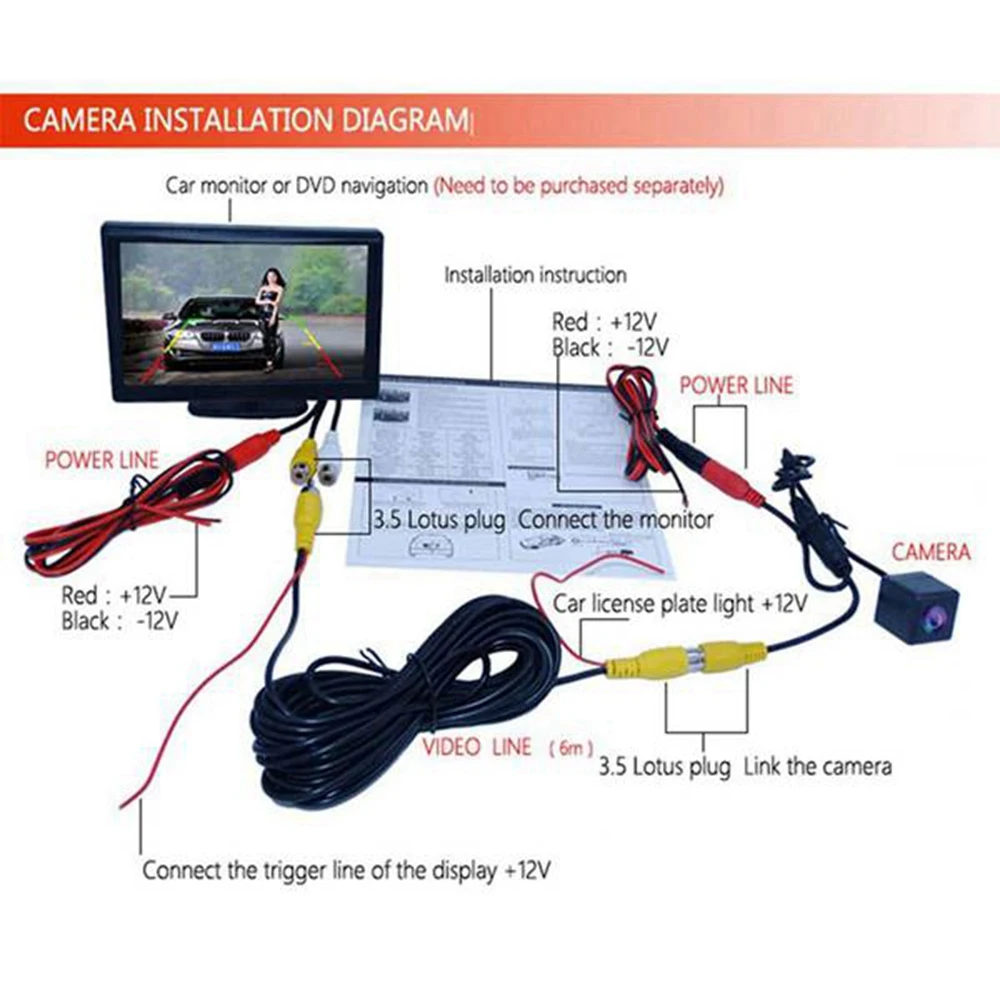 A64P-Car Rear View Camera 4LED Reversing Camera For 206 207 307 407 Sedan/Citroen C2 C4 C5 DS4/Toyota Camry Verso