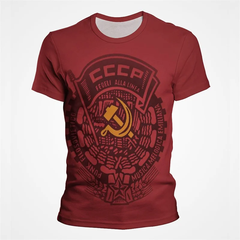 CCCP USSR Ukraine Russia Printed T Shirt For Men Summer Oversize Loose O-Neck Male T-shirts Vintage Soviet Union Clothing Unisex