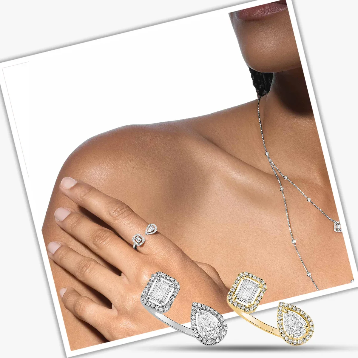 

MXK 2025 Classic Popular Women's Square and Heart-shaped Open Inlaid Ring, Bright and Charming, Suitable for Daily Wear