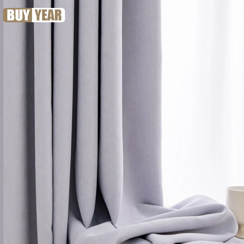 Purple Cream Velvet Chenille Curtains Ins Style New Thickened Full Blackout Curtains for Living Dining Room Bedroom Customized