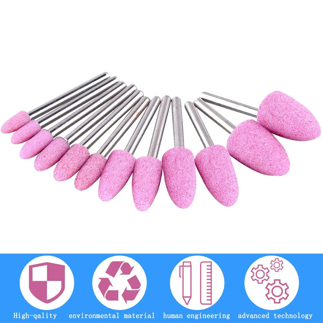 Rotary Grinding Stone Bits 3/4/5/6/8/10/12mm Abrasive Mounted Stone Sharpening Bit Set With 3mm Shank Fits for Rotary Tool