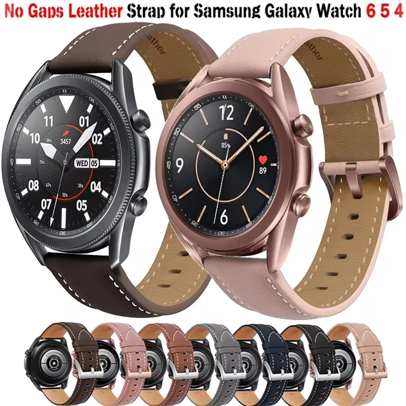 20mm Leather Strap For Samsung Galaxy Watch7 6 5 4 44mm 40mm Active 2 GearS3 22mm Bracelet For Huawei Watch GT4 Replacement Band