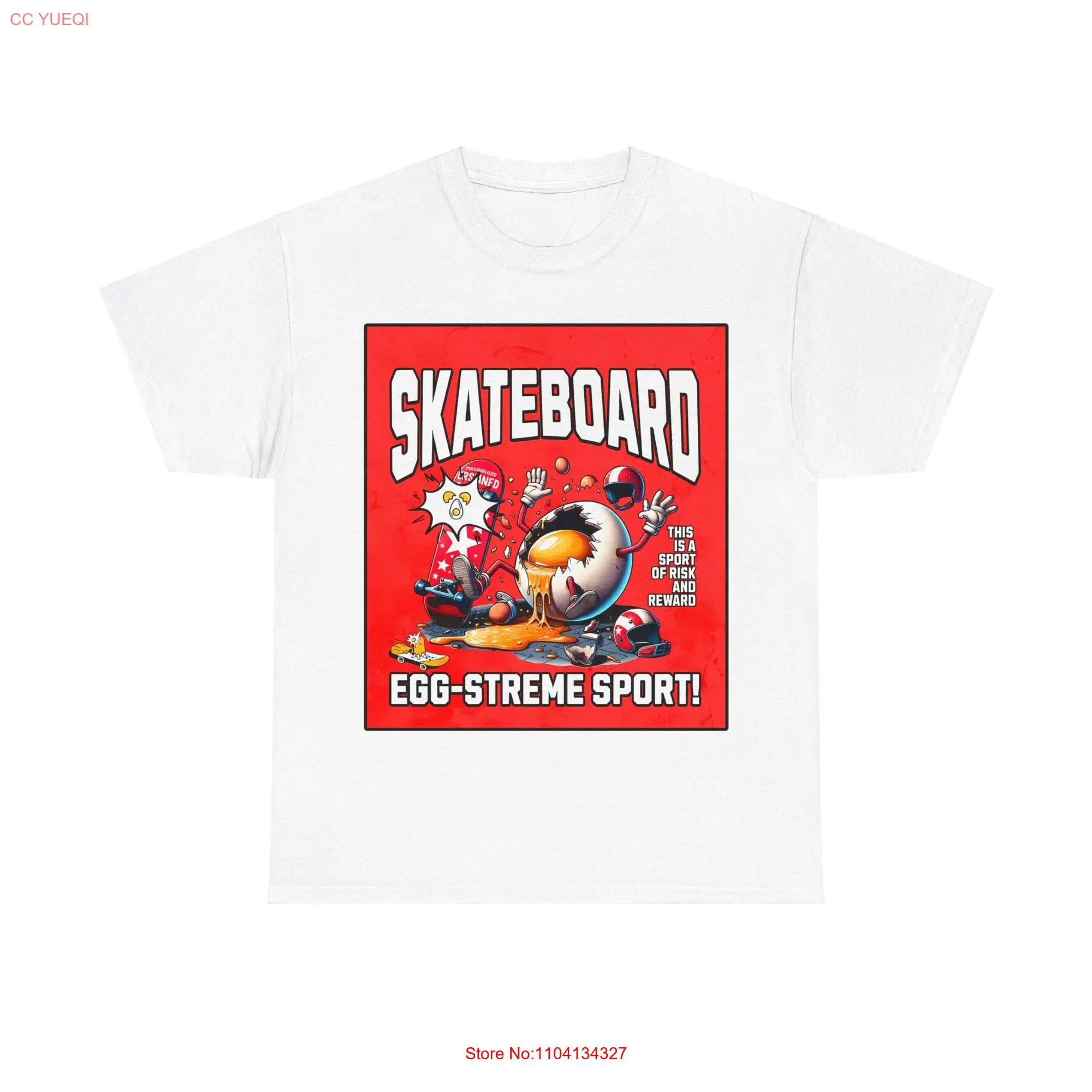 Skateboard Egg Stream Sport Funny Cracked T shirt long or short sleeves