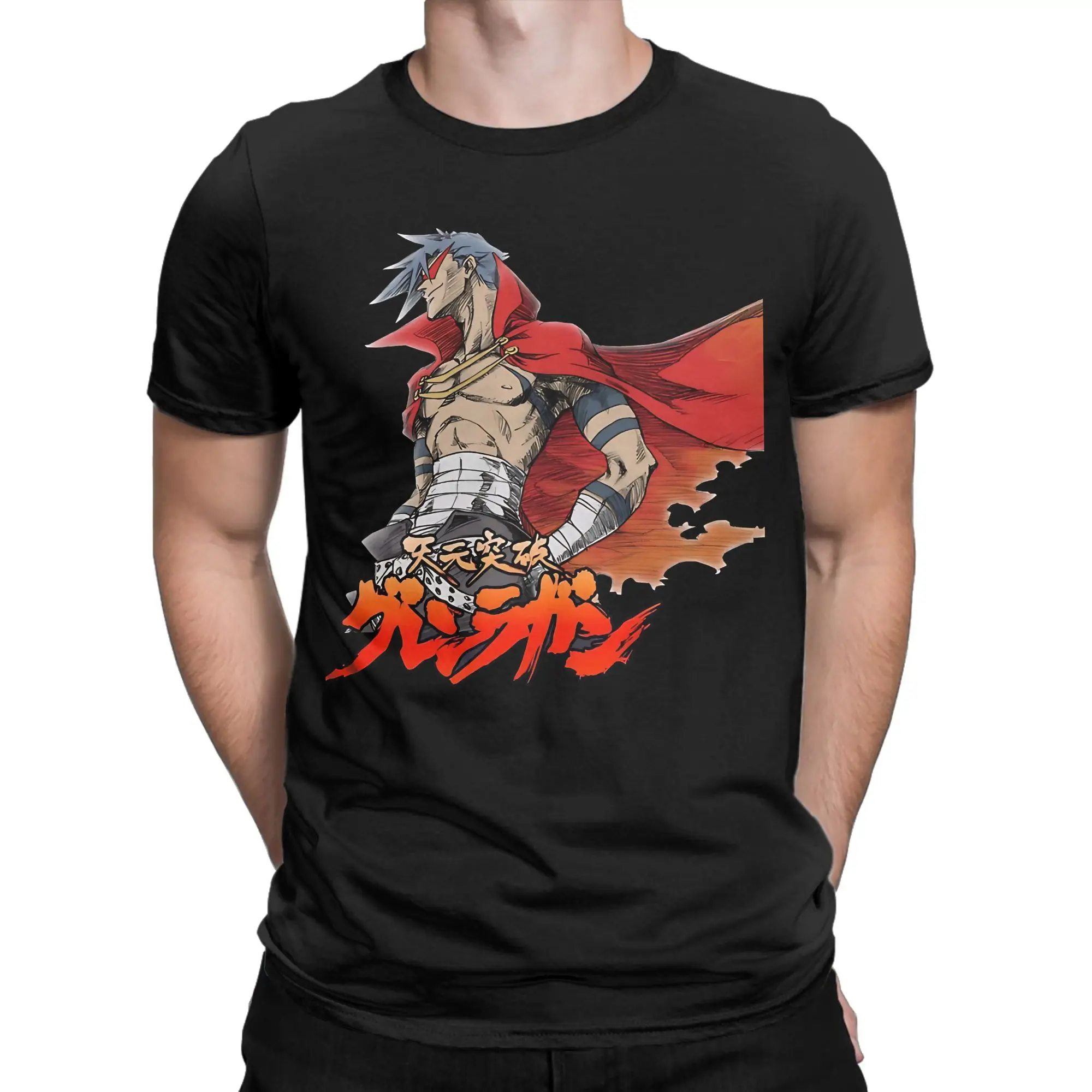 Kamina T-Shirt Summer Gurren Lagann Novelty T Shirts Men's Pure Cotton O-Neck 4XL 5XL 6XL Top Tees Short Sleeve Y2K Retro Tshirt