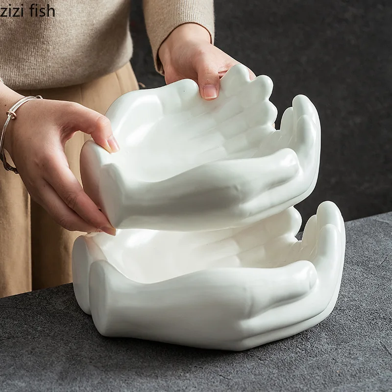 

Double Layered Buddha Hand Ceramic Plate Creative Dessert Dish Snack Plate Fruit Salad Plate Serving Plates Restaurant Tableware