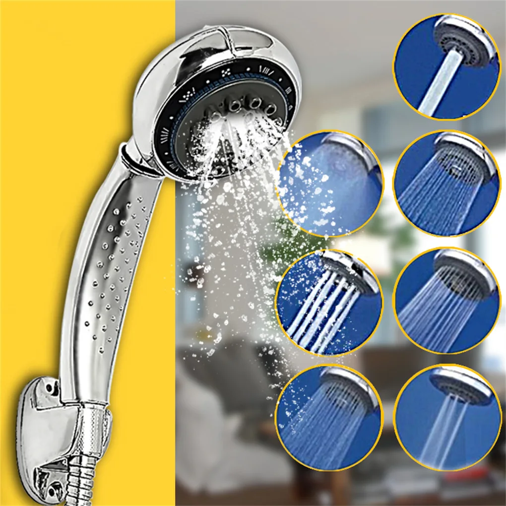 Adjustable 7-Function High Pressure Shower Head 7-In-1 Water Saving Showerhead SPA Rain Bathroom Handheld Bath Rubber Nozzle