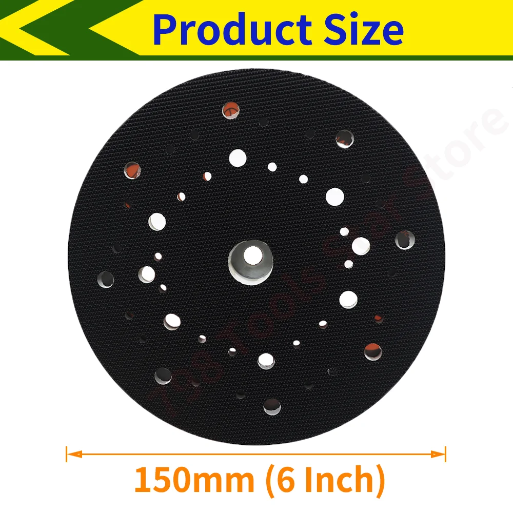 6 Inch 44 Hole Backing Plate Hook & Loop Dust Free Sanding Pad,M8-17T Thread Self Adhesive Grinding Pad for RUPES Orbital Sander