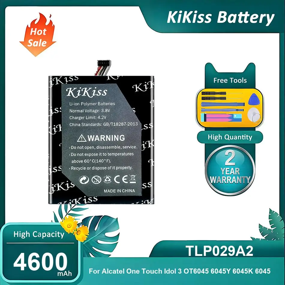 Batería KiKiss para Alcatel One Touch Idol 3 OT6045 6045Y 6045K 6045,TLP029A2,4600mAh