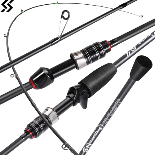 Imagen 1 del producto Caña de pescar Sougayilang de alto carbono, 4 secciones, anillo guía ligero antienredos, mango EVA, caña de pescar giratoria/fundida