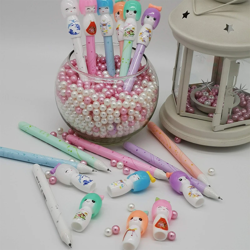 60Pcs Japanese Doll Gel Pens Writing Black Ink Roll Pens