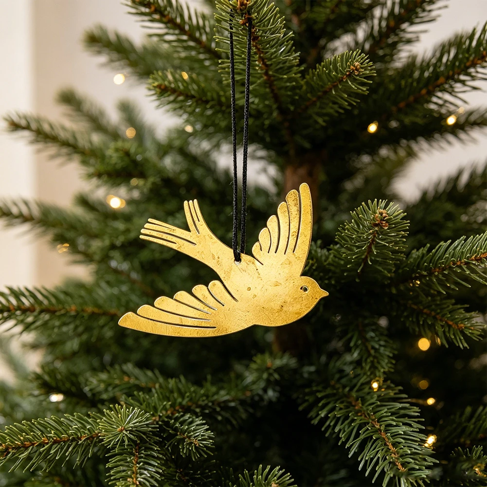Brass Flying Swallow Bird Frame Pendant Hollow Sparrow Geometric Metal Charm for DIY Wind Chime Sun Catcher Christmas Decor