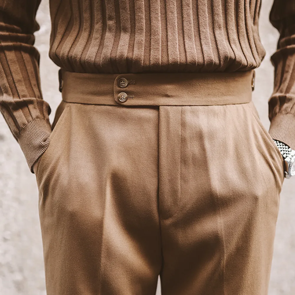 Adjustable Waist Suit Trousers Pant For Man Pantalon Casual Homme Pants Casual Men's Slim Fit Brushed Business Commuter Stretch