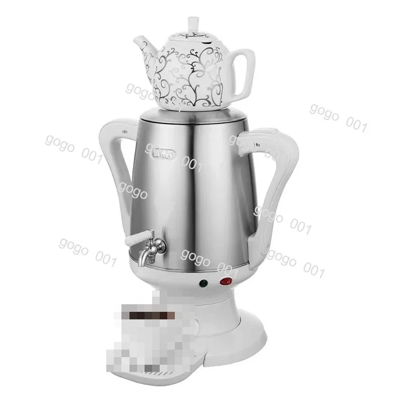 

"Turkish Samovar Tea Set - Electric Kettle with Dual Chamber for Black Tea Brewing, Traditional Copper Pot"