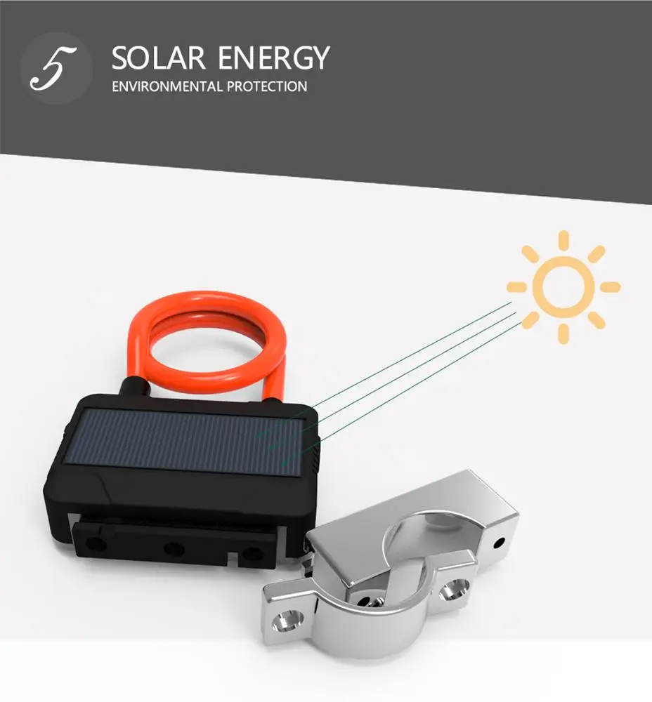 

Solar Panel Anti-theft With Battery Smart Wireless Lock Bike Cable Chain Lock