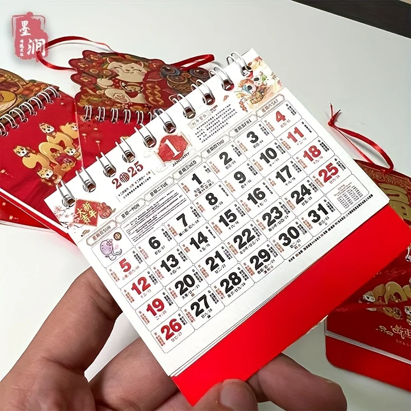 2026 تقويم صغير 3 قطع، هدية لطيفة لعيد الميلاد والهالوين للعام الجديد، مخطط سطح المكتب المحمول مع تصميم العطلة للمكتب المنزلي #3