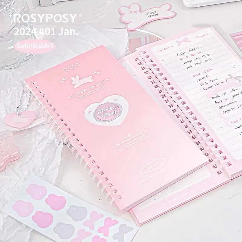 MINKYS Baby Blue/Pink Ballet Notebook Planner Yearly Daily Weekly Agenda Book Line Page Photo Book Kawaii School Stationery