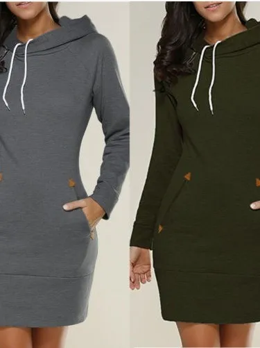 Damska bluza z kapturem, codzienna, długa, dzianinowa, poliestrowa, o średniej długości w pasie, wydłużona bluza z kapturem dla kobiet.