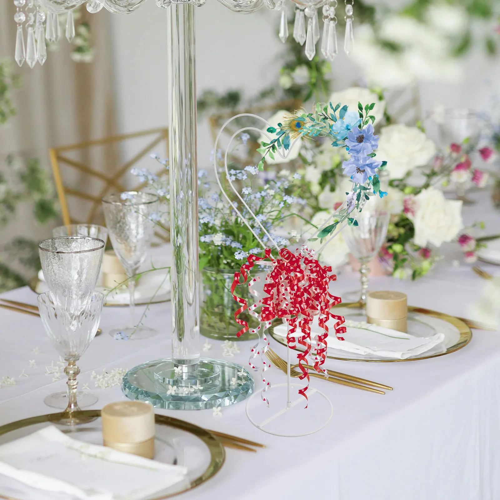 

Heart Shape Beads Stand Centerpiece Metal Wreath Rack Display Rack Decorative Wedding Party Home Diy Crafts Ornament